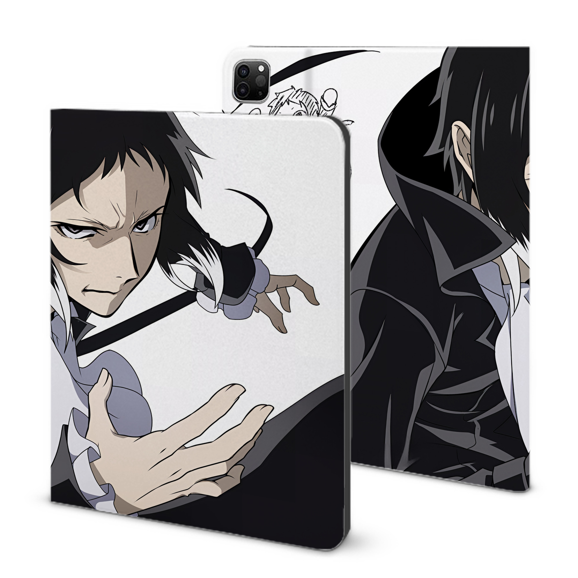 （画像用） 文豪ストレイドッグス Bungo Stray Dogs IPad ケース ブック型 PUレザー TPU 耐衝撃 軽量 薄型 ペン収納なし 全面保護 IPad 各モデル対応